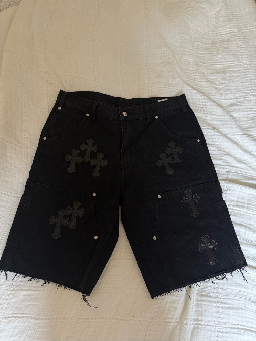 Chrome Hearts Black Cross Patch Cargo Shorts